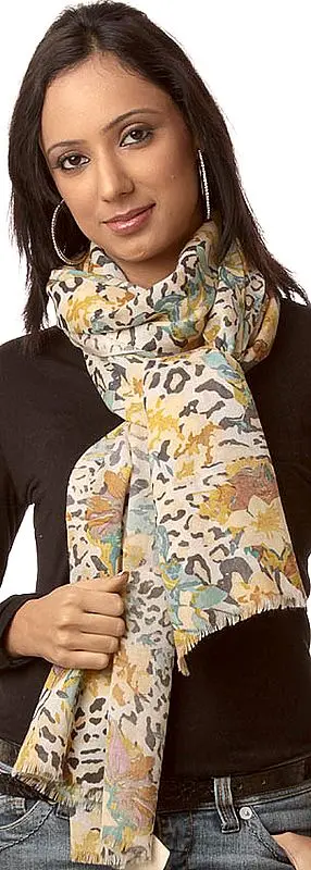 Multi-Color Scarf with Wild-Life Print