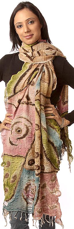 Multi-Color Crushed Hand-Painted Stole