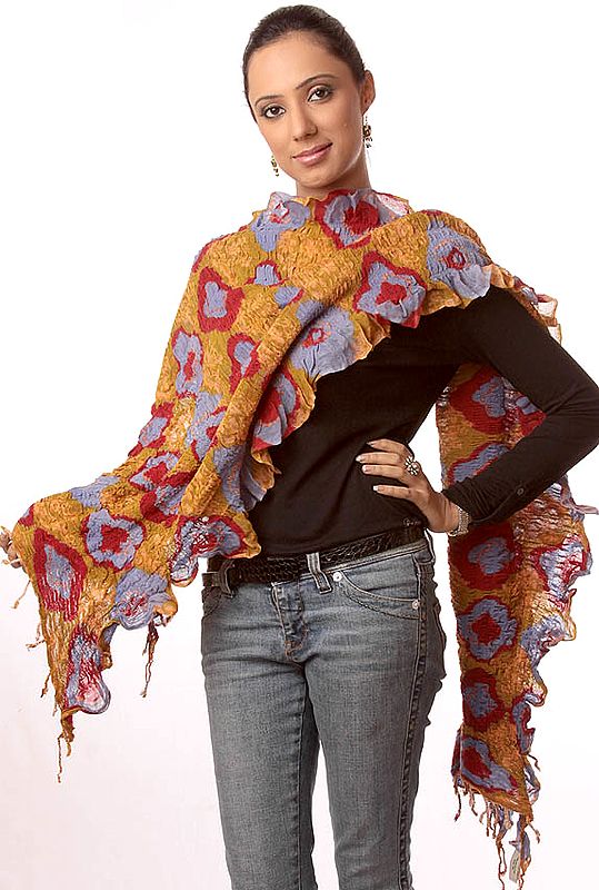 Tri-Color Printed Crushed Scarf