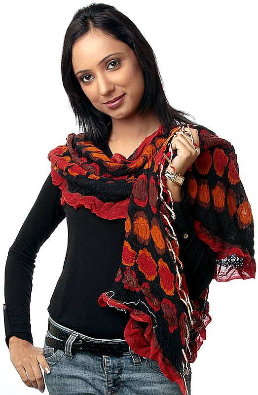 Tri-Color Printed Crushed Scarf