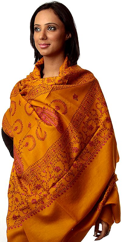 Amber Tusha Shawl with All-Over Jafreen Jaal Embroidery
