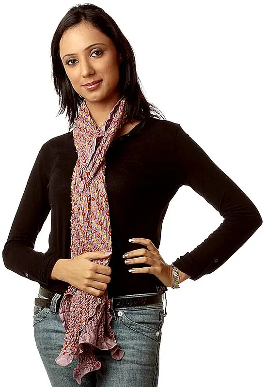 Chestnut Bandhani Tie-Dye Scarf from Gujarat
