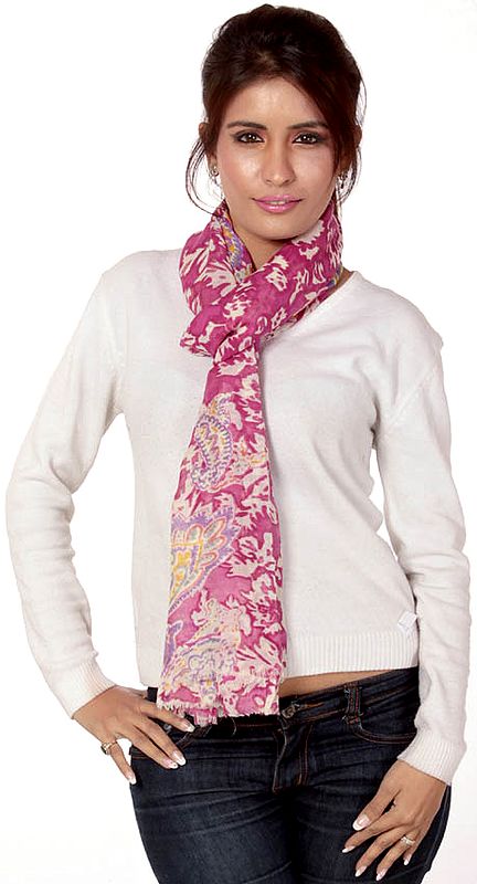 Pink Scarf with Wild-Life Print