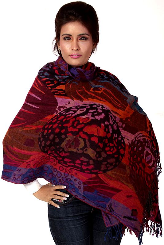 Multi-Color Jamawar Stole with Animal Weave