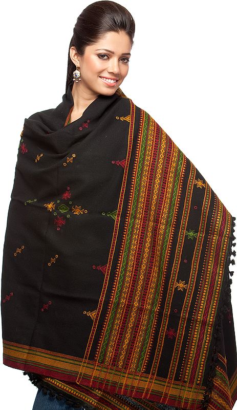 Black Shawl from Kutch with Mirrors