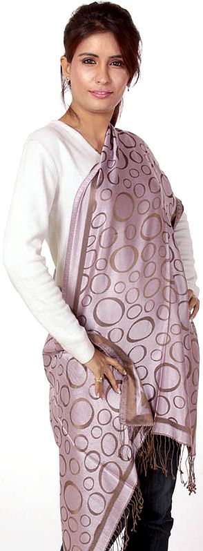 Lilac and Ermine Reversible Stole with Woven Circles