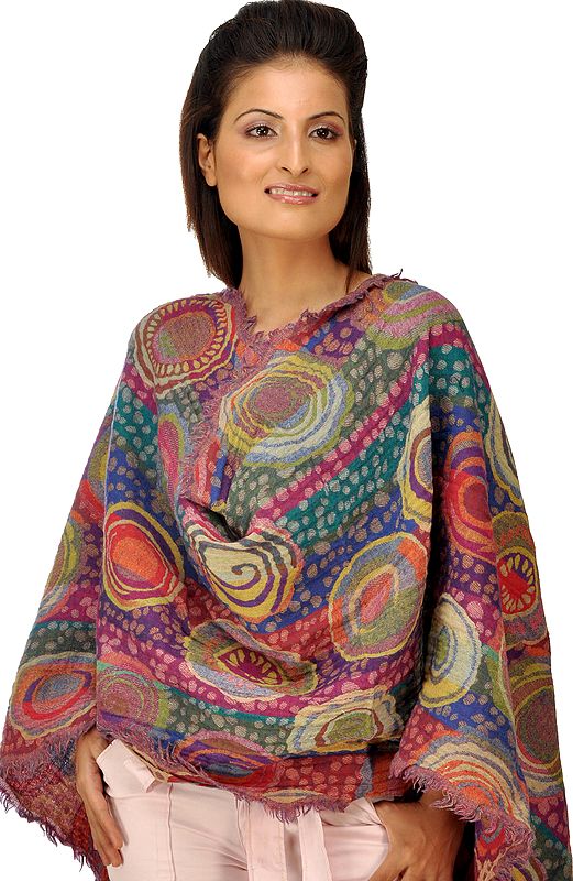 Multi-Color Jamawar Stole with Woven Spiral