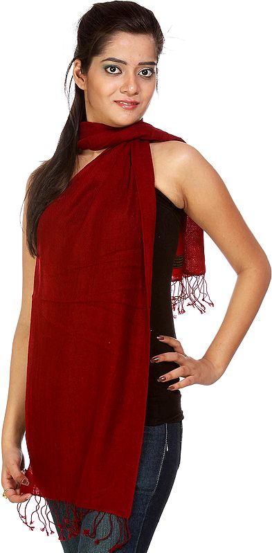 Plain Maroon Pure Pashmina Scarf