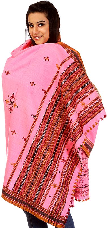 Hot-Pink Shawl from Kutch with Mirrors