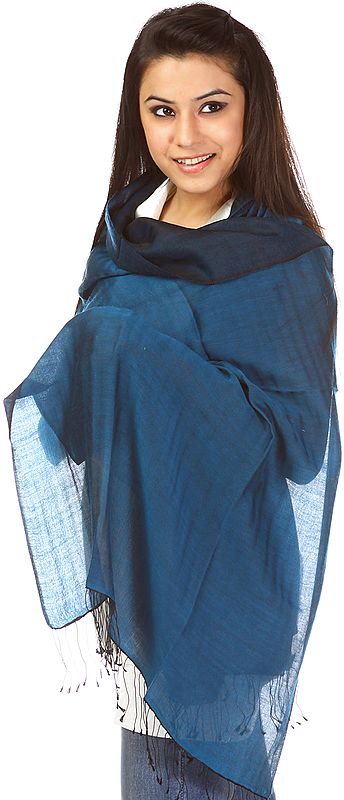 Plain Ink-Blue Water Pashmina Stole from Nepal