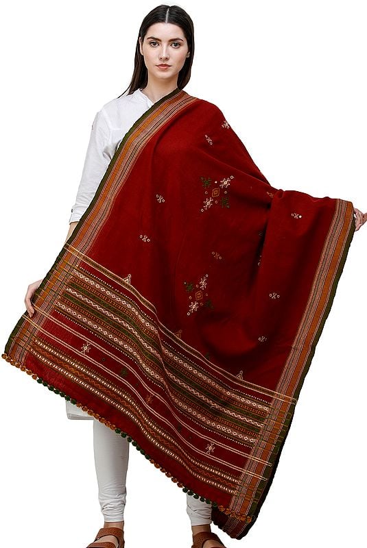 Shawl from Kutch with Embroidered Bootis and Mirrors