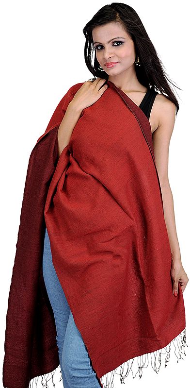 Mars-Red and Brown Plain Reversible Stole