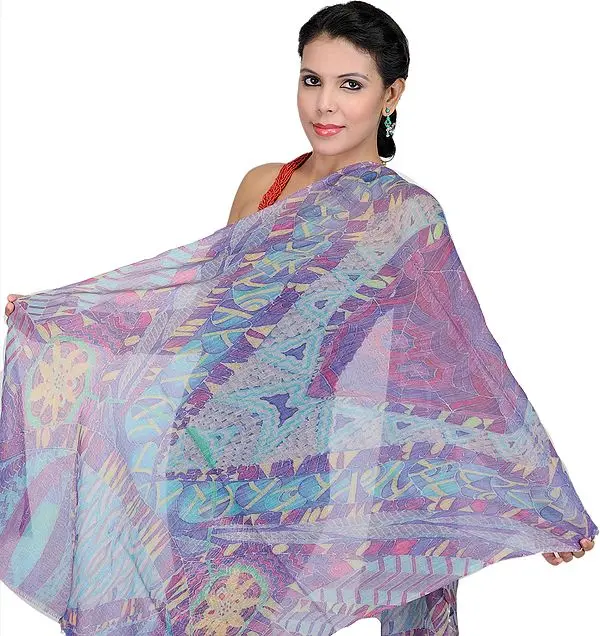 Multi-Color Stole with Modern Digital Print