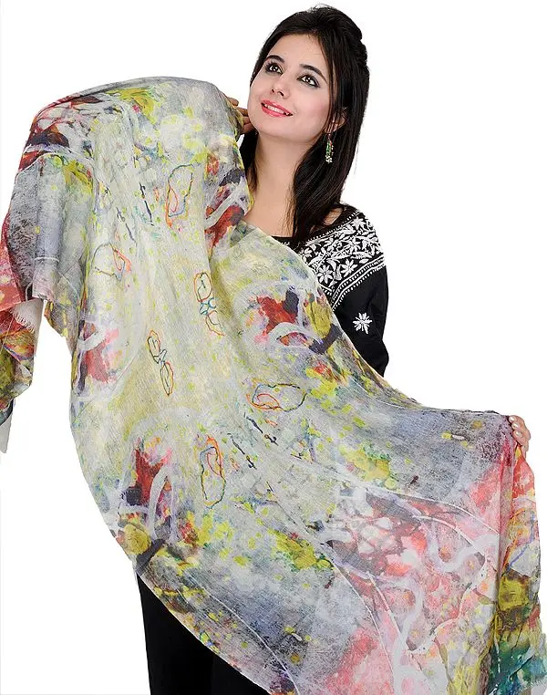 Multi-Color Stole with Random Digital Print