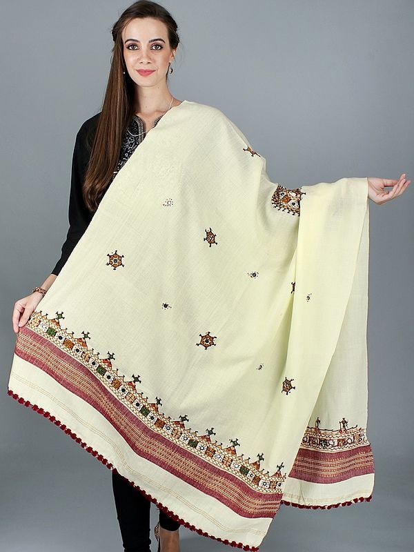 Shawl from Kutch with Embroidered Chakra and Mirrors