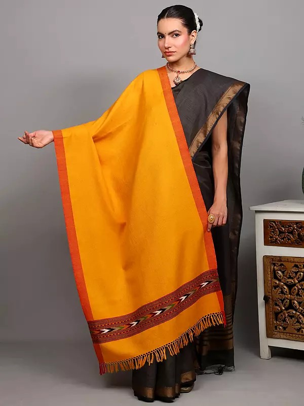 Handloom Stole from Kullu with Kinnauri Woven Border