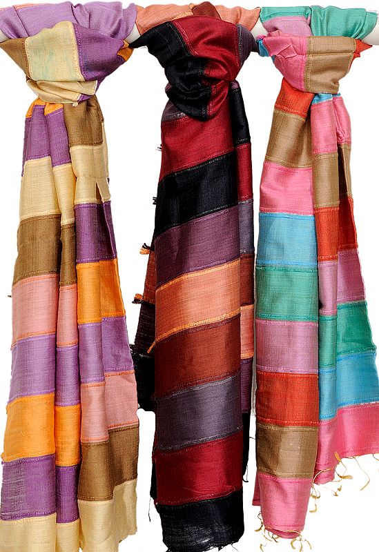 Lot of Three Multi-Color Stoles from Jharkhand