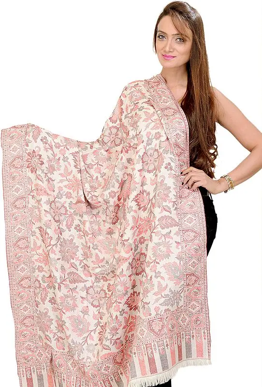 Kani Jamawar Shawl with Woven Flowers
