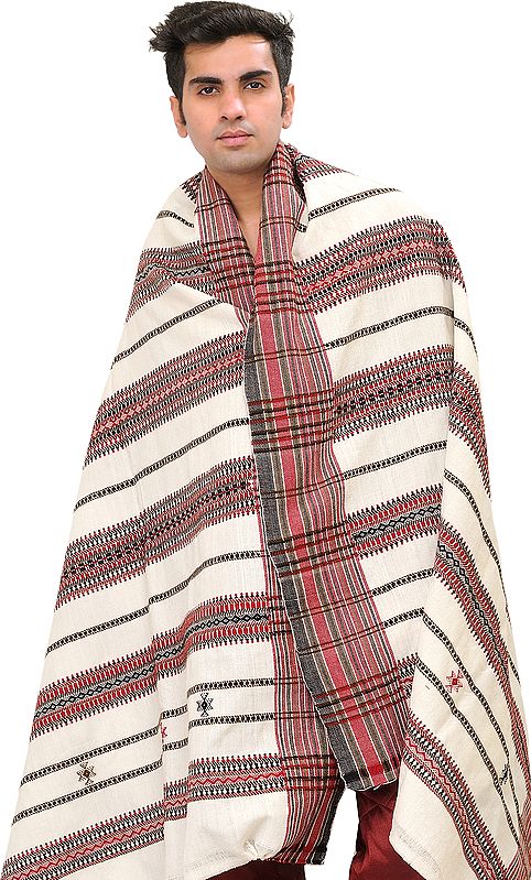 Men's Shawl from Kutch with All-Over Weave