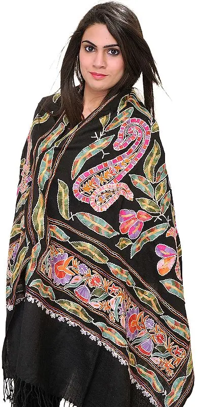 Stole from Amritsar with Aari Embroidery All-Over