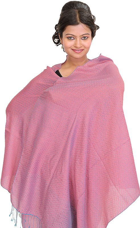 Water-Pashmina Stole from Nepal with Thread Weave All-Over