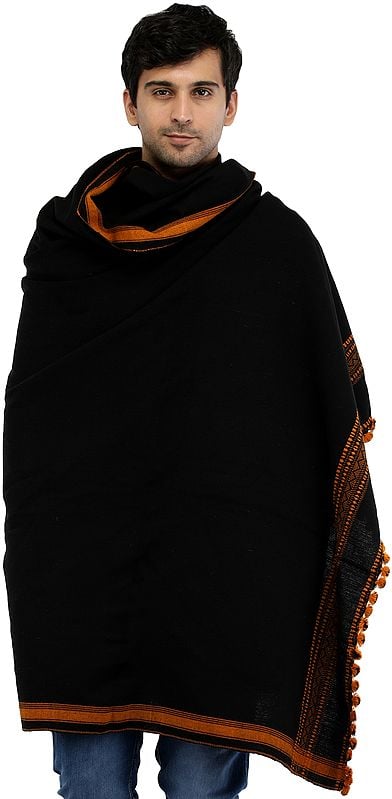 Men's Plain Shawl from Kutch with Thread Weave on Border