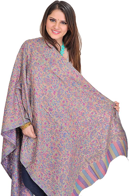 Multicolor Cashmere Kani Stole with Woven Paisleys
