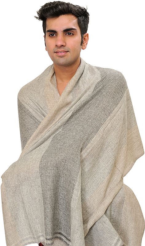 Cashmere Men's Scarf from Nepal with Thread Weave
