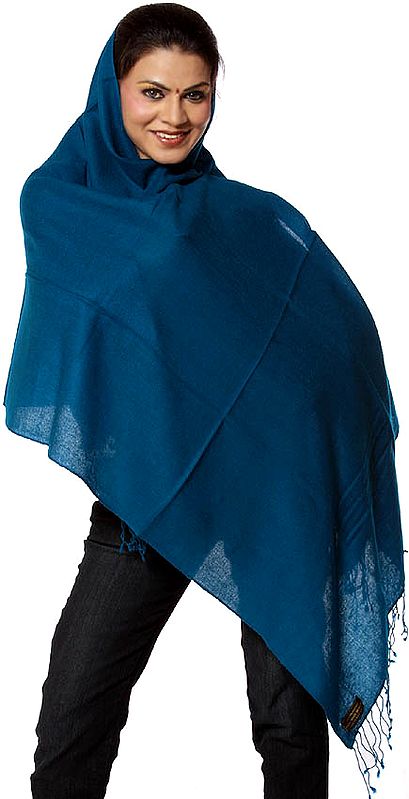 Teal Pure Pashmina Stole from Nepal