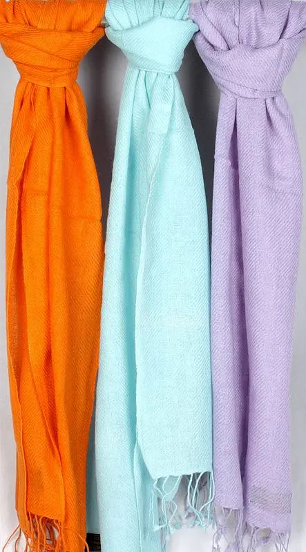 Lot of Three Pure Pashmina Scarves