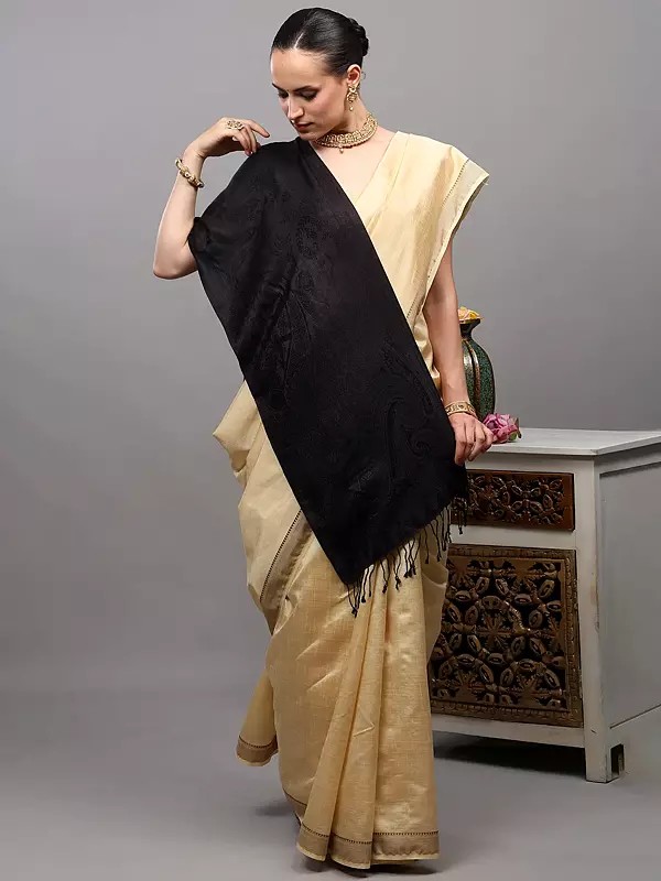 Super-Silk Jamawar Scarf with Woven Paisleys