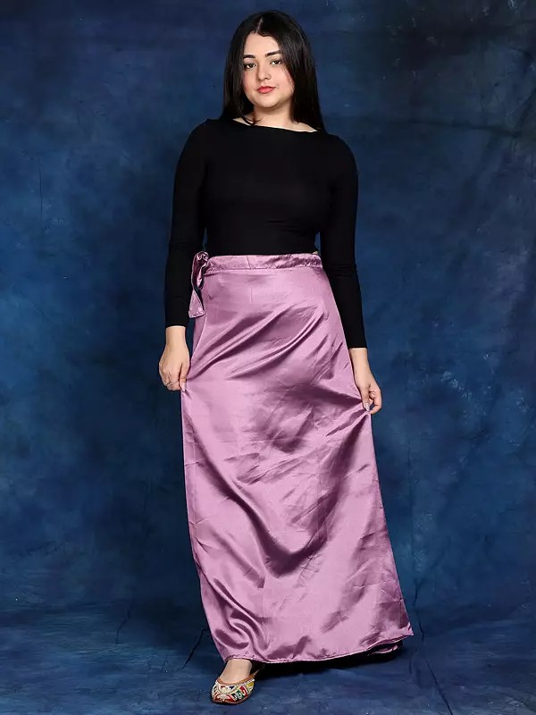 Plain Wrap-Around Maxi Satin Skirt