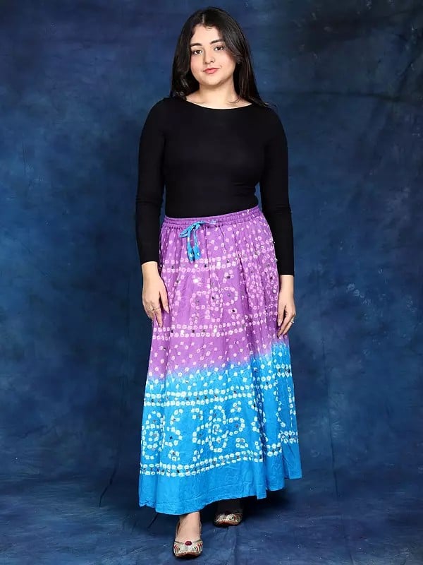 Bandhani Tie-Dye Skirt from Jaipur with Large Sequins