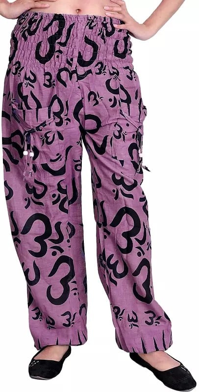 Yoga Casual Trousers with Printed Om