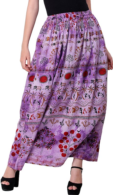 Warli Folk Printed Long Skirt