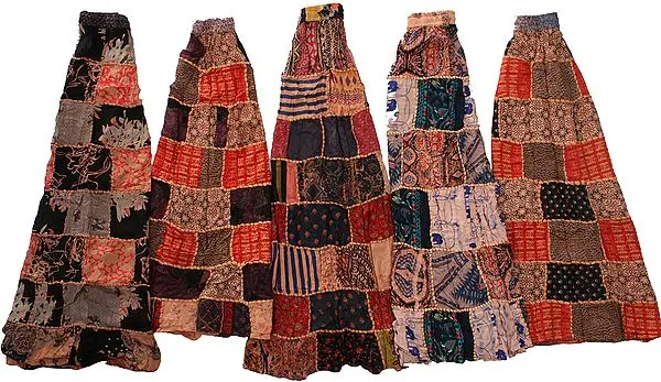 Lot of Five Printed Patchwork Dori Skirts