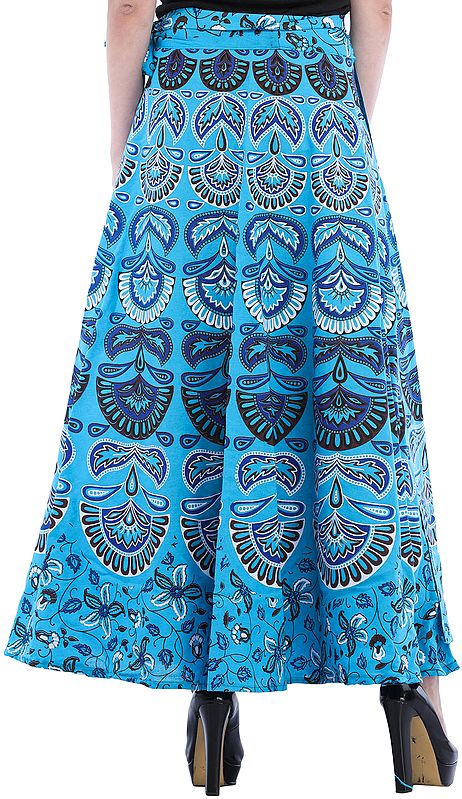 Block-Printed Sanganeri Wrap-Around Skirt from Pilkhuwa | Exotic India Art