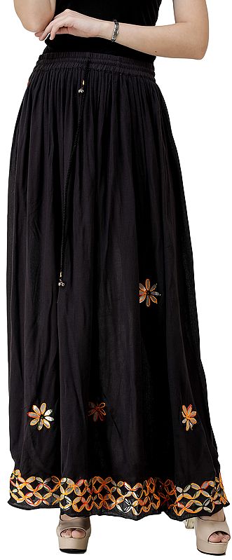 Long Skirt with Hand Embroidery in Multicolor Thread