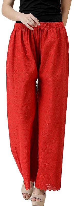 Palazzo Trousers with Crochet Embroidery