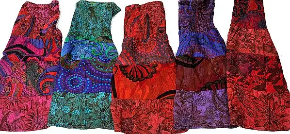 Lot of Five Printed Short Boho Skirts