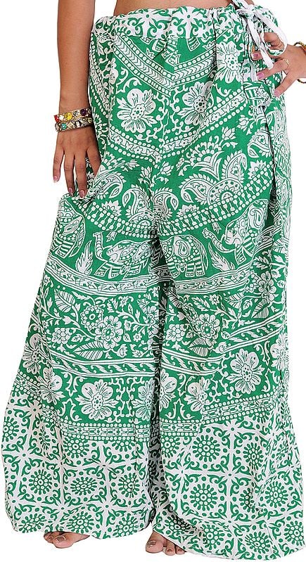 Palazzo Pants from Pilkhuwa with Printed Flowers and Elephants
