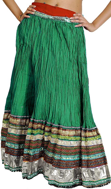 Long Ghagra Skirt from Jaipur with Gota Border and Lace