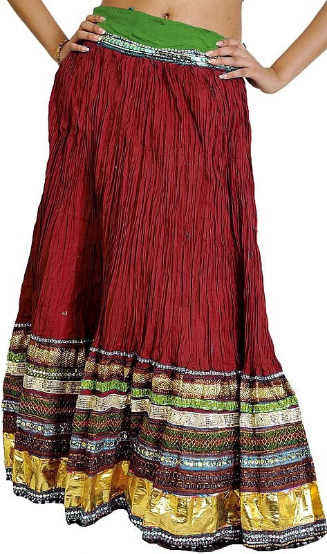 Pure Cotton Long Ghagra Skirt from Jaipur with Gota Border and Lace