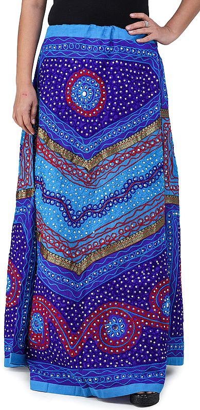 Long Ghagra Skirt from Jaipur with Aari Embroidery and Sequins