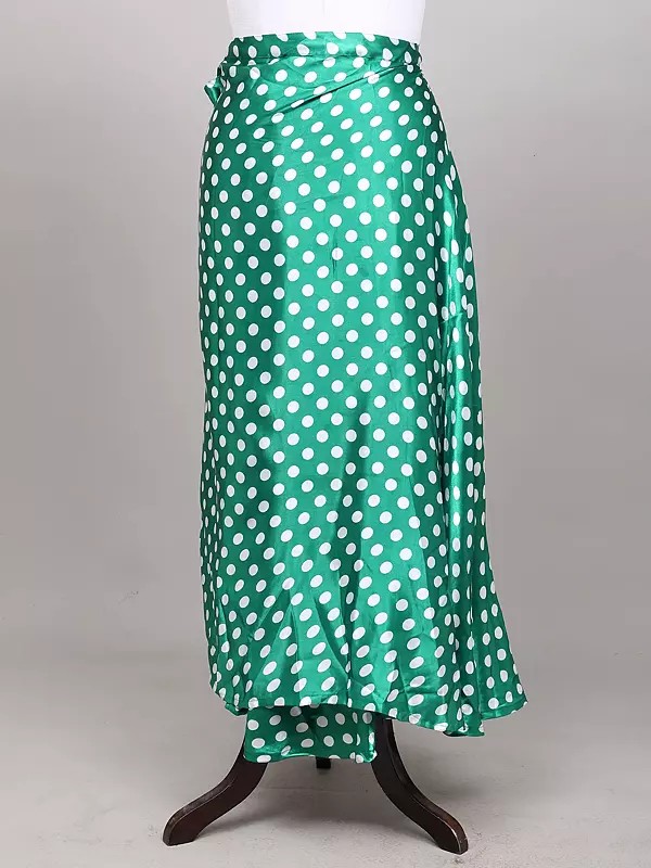 Wrap-Around Skirt with All-Over Polka Printed Dots