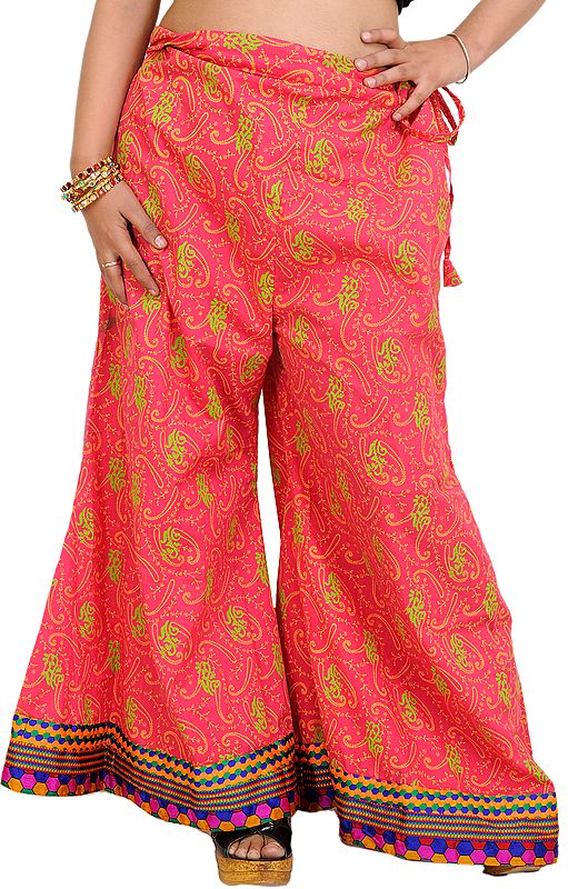 Palazzo Pants from Pilkhuwa with Printed Paisleys and Patch Border
