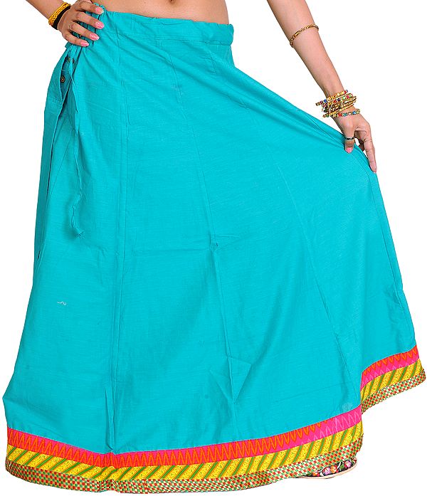 Plain Long Ghagra Skirt from Pilkhuwa with Patch Border