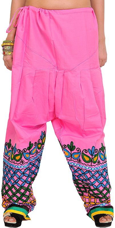 Plain Salwar from Gujarat with Aari Embroidery on Bottom