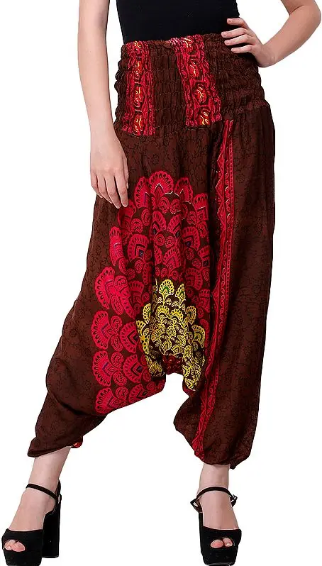 Floral  Printed Harem Trouser with Elastic Waist