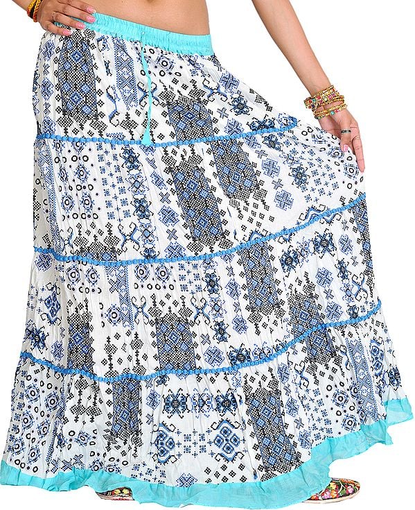 Long Skirt with Ikat Print and Patchwork